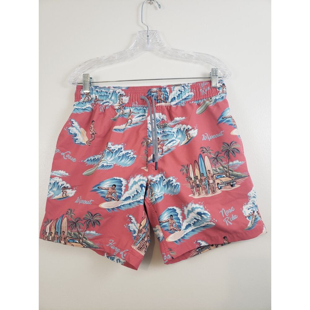 Reyn Spooner Swim Trunks Mens Size S Hawaiian Beach Board Shorts Coral Nautical